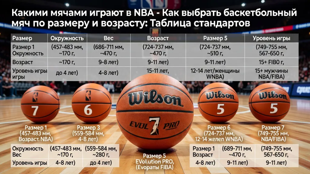 Какими мячами играют в NBA - Как выбрать баскетбольный мяч по размеру и возрасту: Таблица стандартов